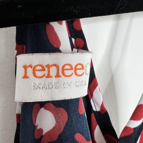 Renee C Sleeveless Blouse Top Womens Medium Animal Print Navy Blue Sleeveless - Picture 3 of 10
